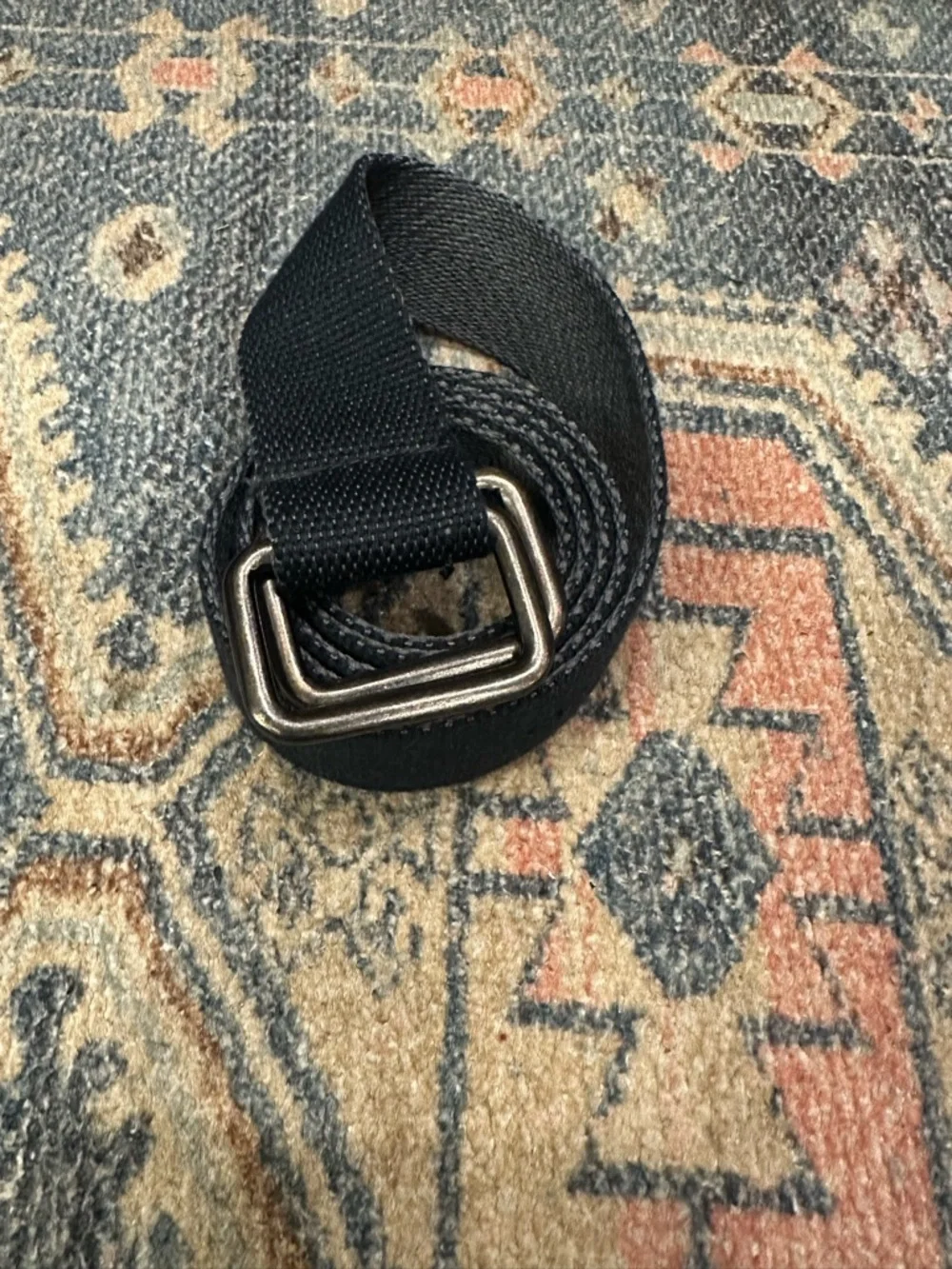 Calvin Klein Denim Dark Navy Webbing Belt with Double D-Ring Buckle L/XL 46in